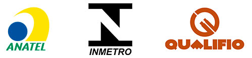 Logos da Anatel, Inmetro e Qualifio