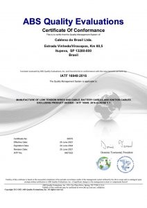 Certificado de conformidade IATF 16949